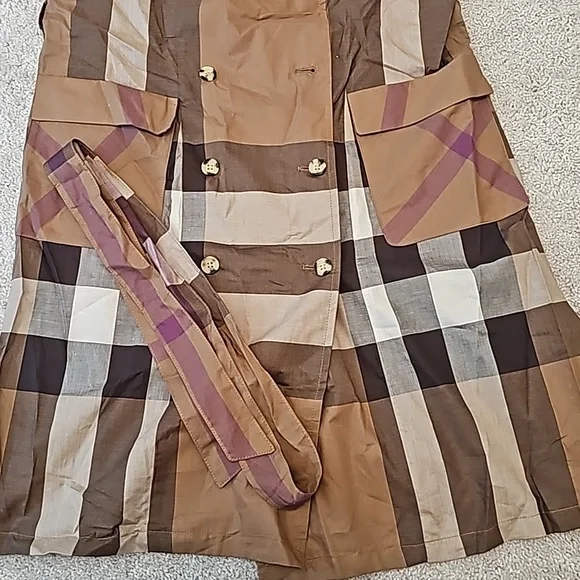 Burberry Brown and Purple Plaid Midi Dress - Picture 6 of 7